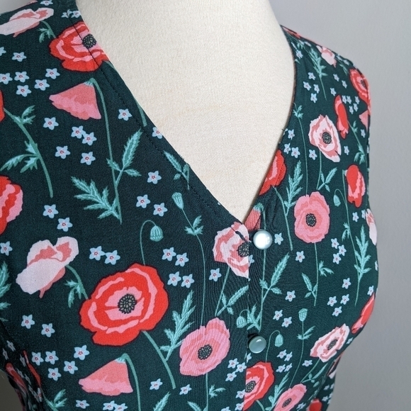 𝅺MATILDA Jane Woven Floral Button Down Peplum Blouse S - Picture 10 of 13